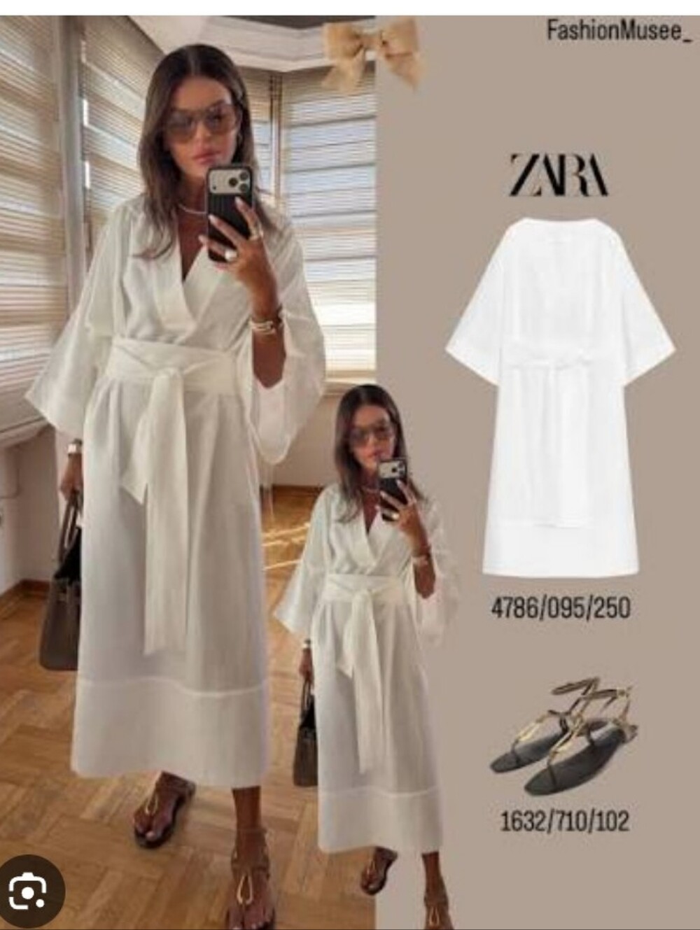 Zara Zw Colection Linen Blend Coastal Tunic Midi Dress with Long Tie Belt - Picture 14 of 16